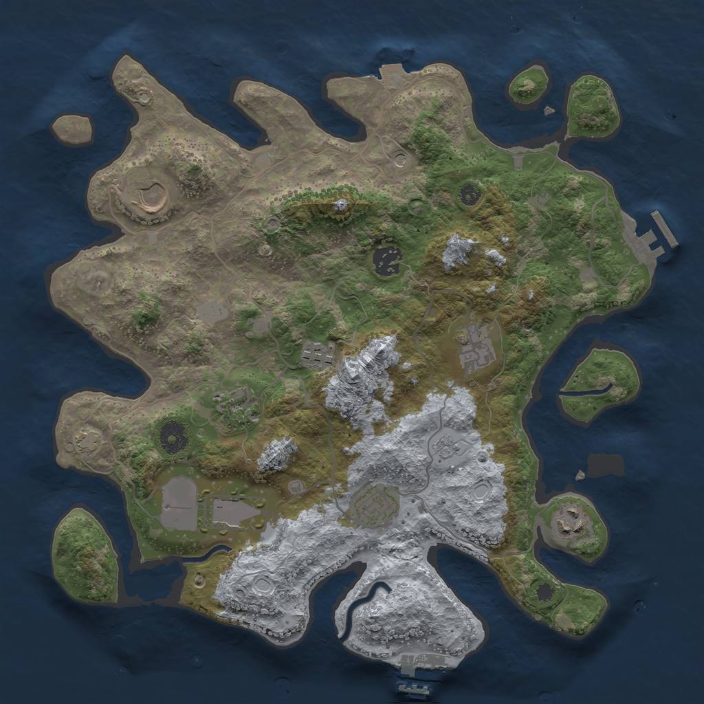 Rust Map: Procedural Map, Size: 3500, Seed: 429902498, 16 Monuments