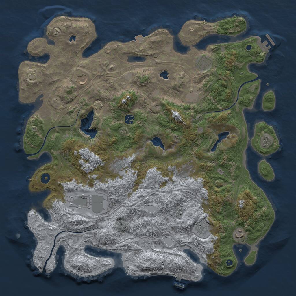 Rust Map: Procedural Map, Size: 4500, Seed: 688882969, 16 Monuments