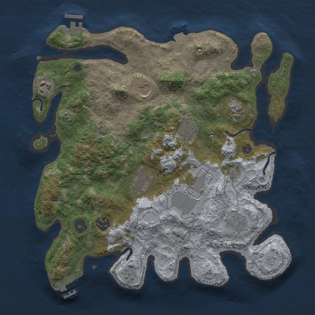 Rust Map: Procedural Map, Size: 3500, Seed: 192057540, 17 Monuments