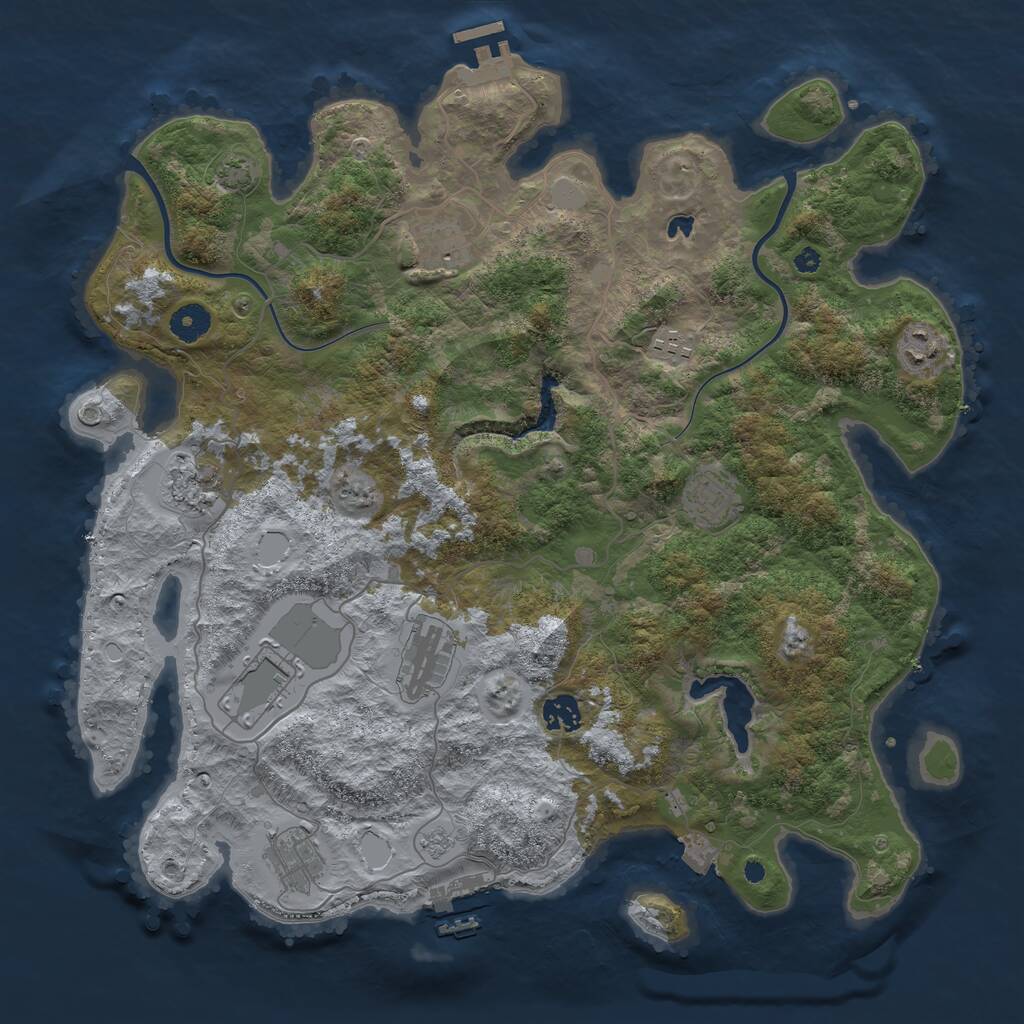 Rust Map: Procedural Map, Size: 4000, Seed: 8245712, 14 Monuments