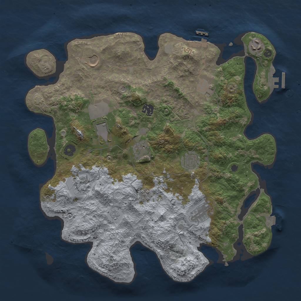 Rust Map: Procedural Map, Size: 3800, Seed: 140030983, 18 Monuments