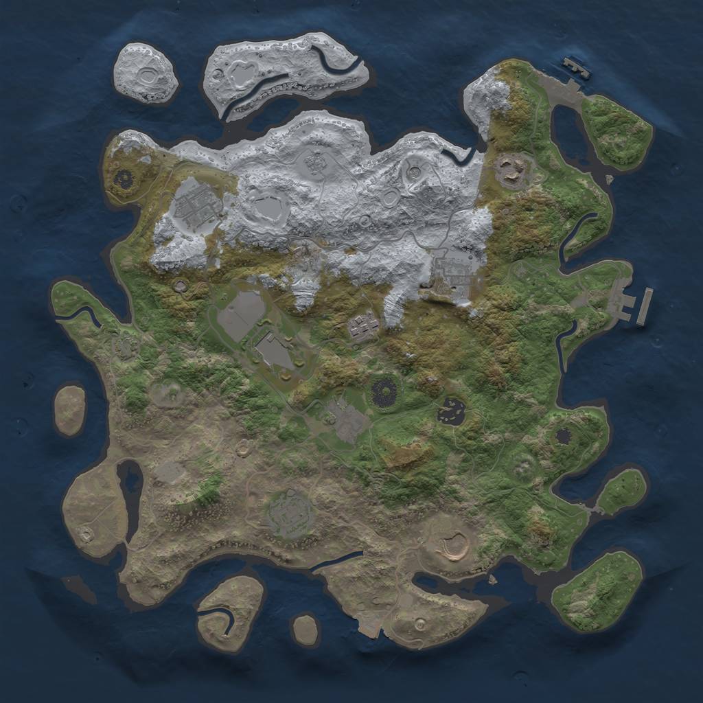 Rust Map: Procedural Map, Size: 3750, Seed: 1886021919, 17 Monuments