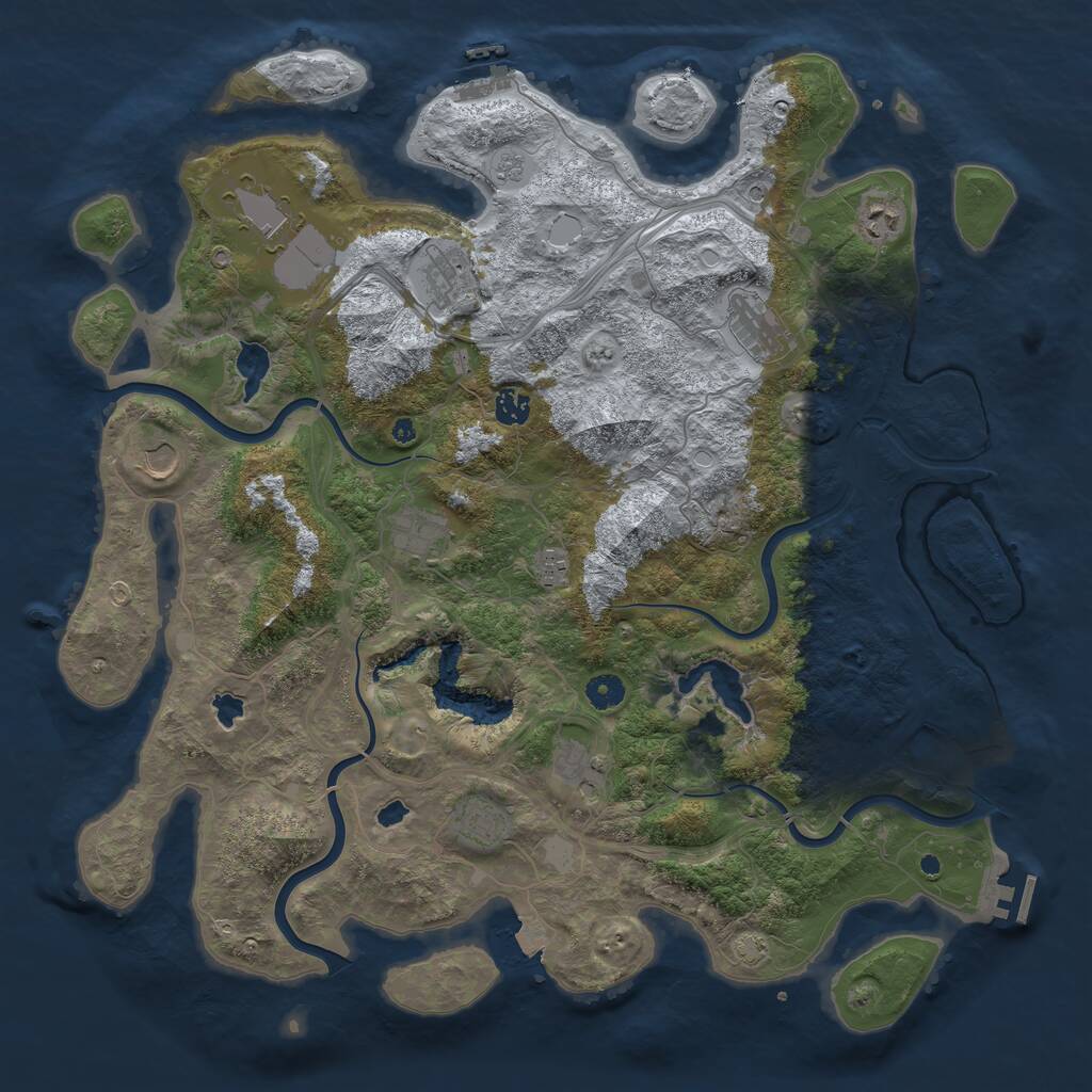 Rust Map: Procedural Map, Size: 4500, Seed: 668609789, 16 Monuments