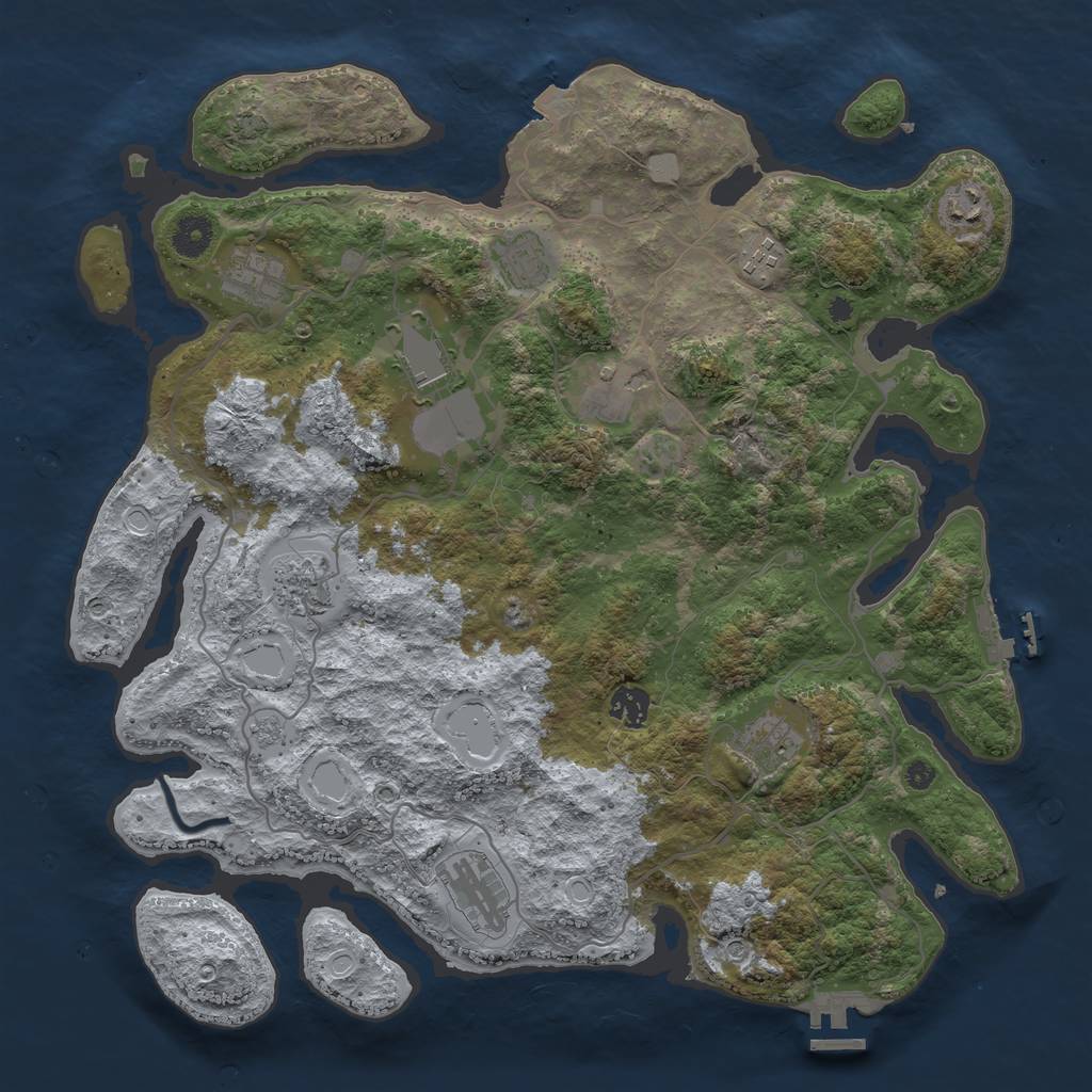 Rust Map: Procedural Map, Size: 4000, Seed: 1499653309, 18 Monuments