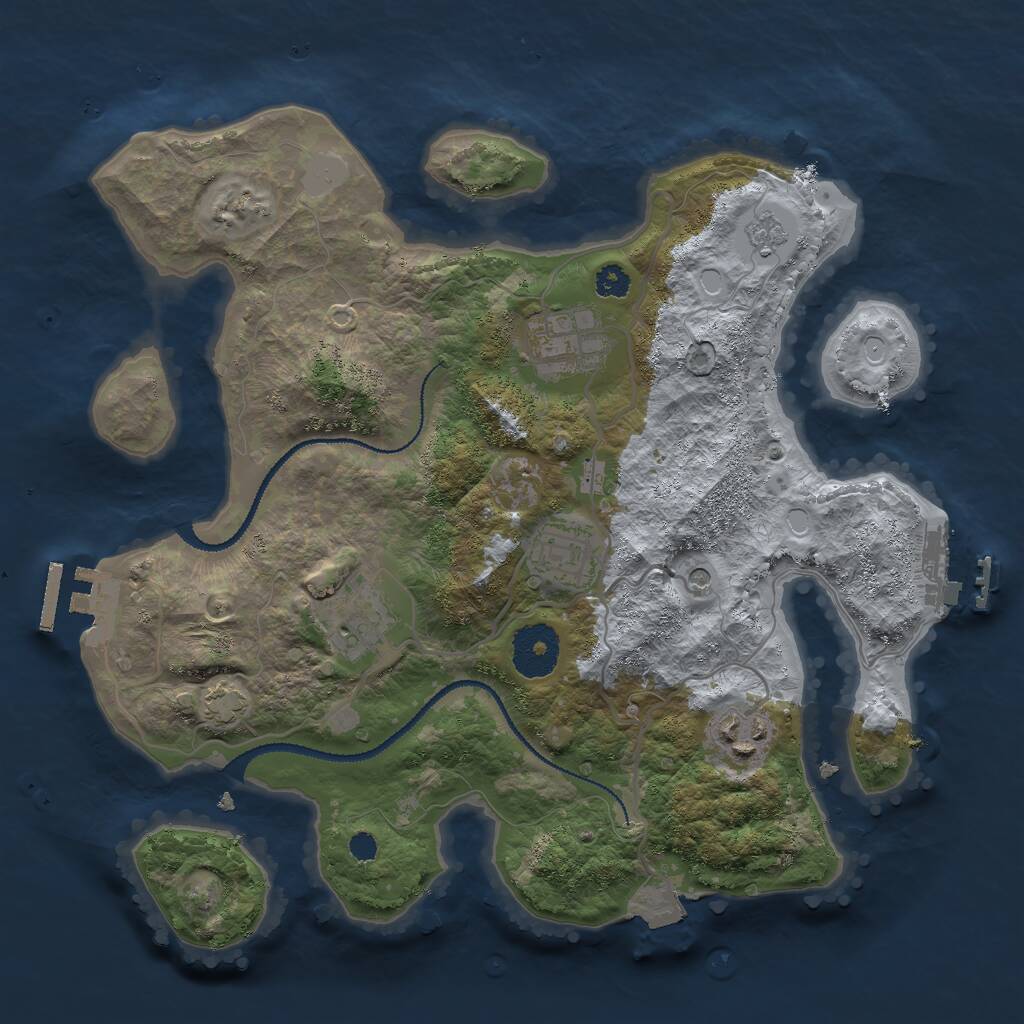 Rust Map: Procedural Map, Size: 3000, Seed: 1990356617, 10 Monuments