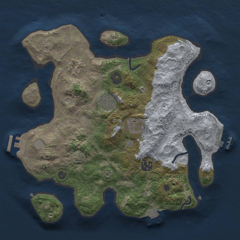 Rust Map: Procedural Map, Size: 3000, Seed: 1990356617, 12 Monuments