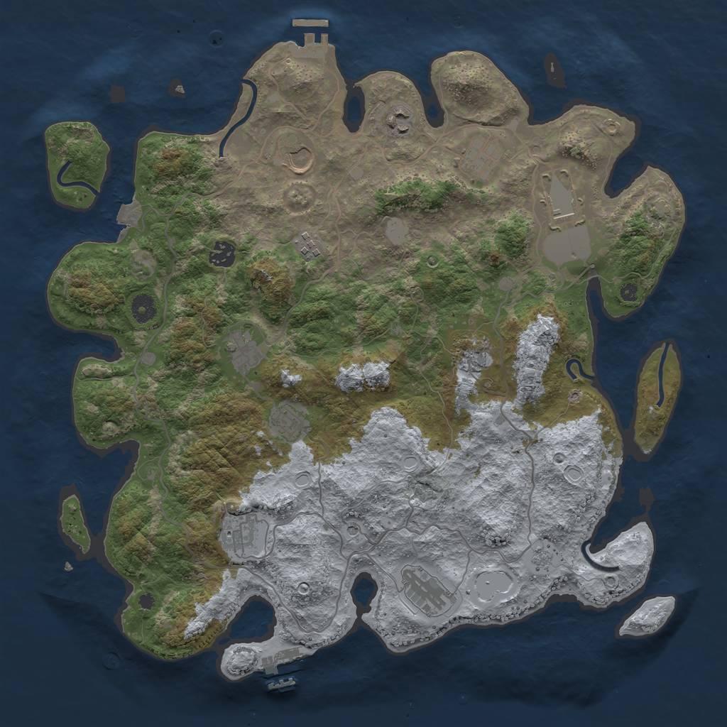 Rust Map: Procedural Map, Size: 4100, Seed: 55765687, 19 Monuments