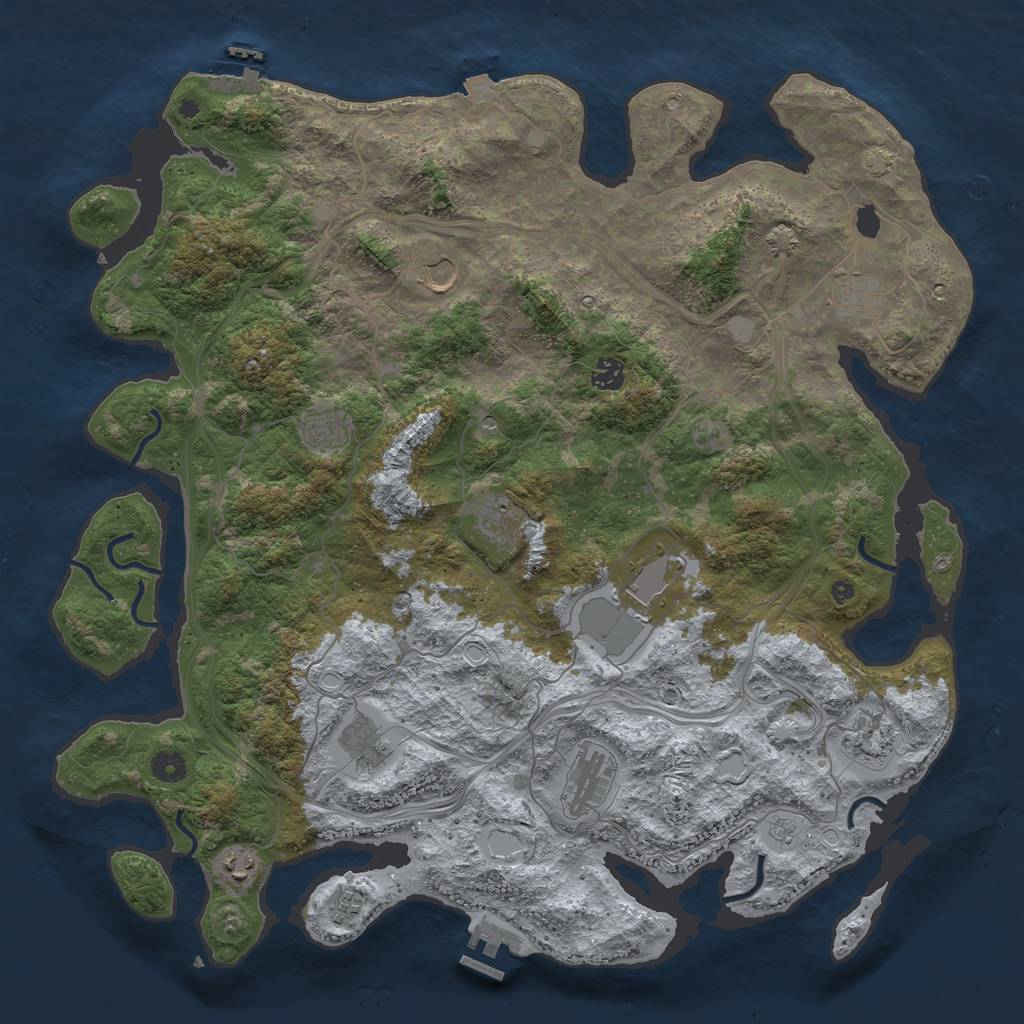 Rust Map: Procedural Map, Size: 4500, Seed: 1980313680, 19 Monuments