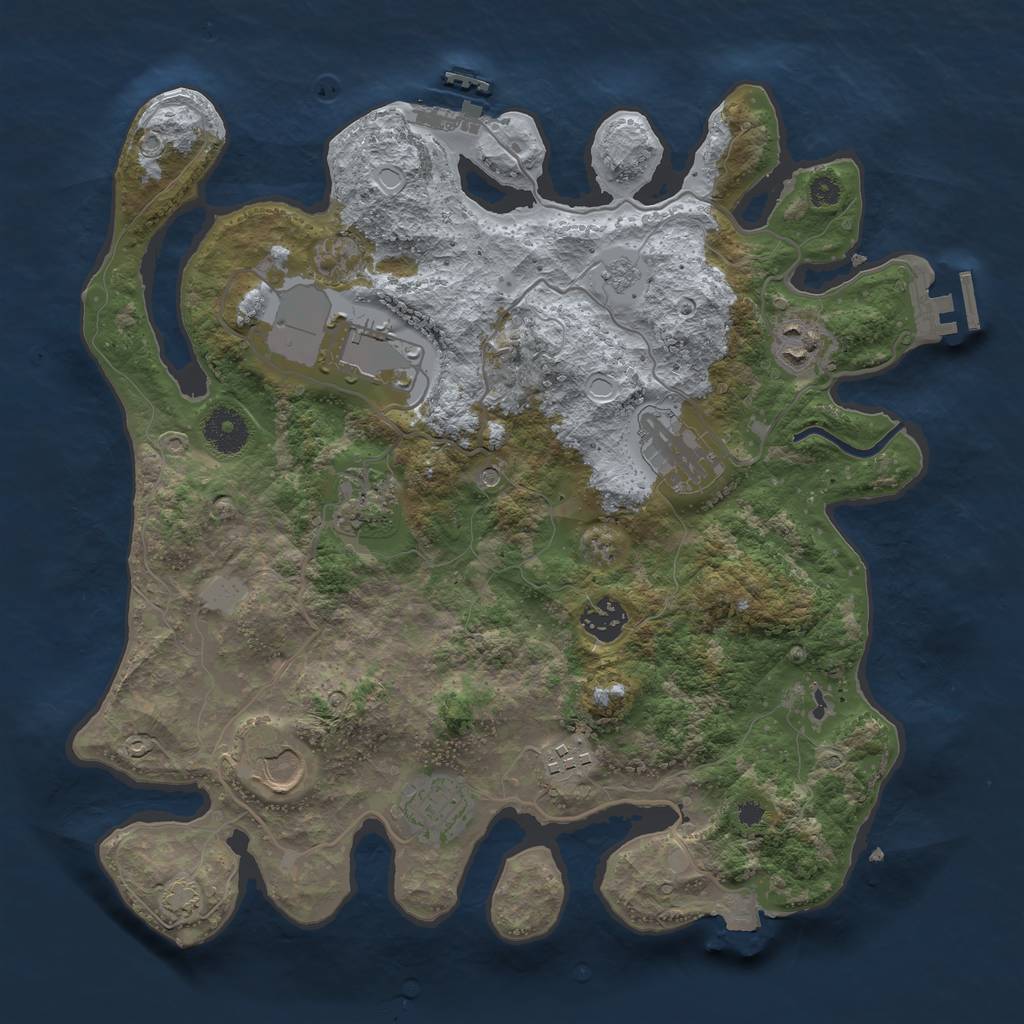 Rust Map: Procedural Map, Size: 3500, Seed: 1814448123, 16 Monuments