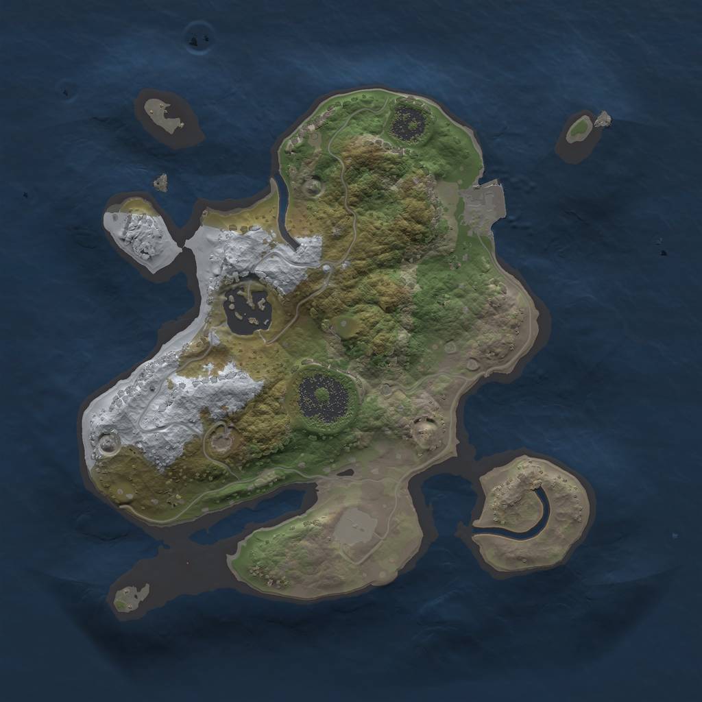 Rust Map: Procedural Map, Size: 2100, Seed: 444545, 4 Monuments