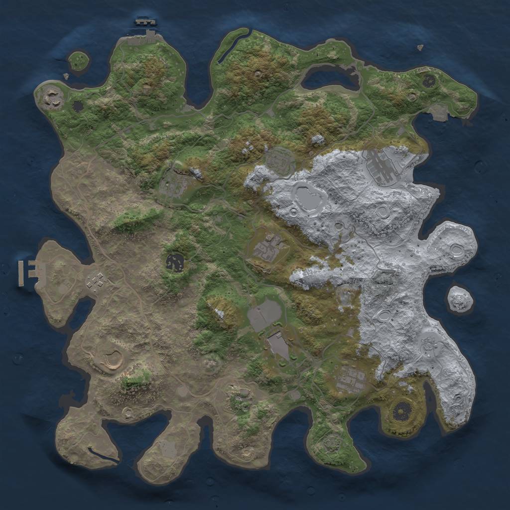 Rust Map: Procedural Map, Size: 4000, Seed: 1277279276, 19 Monuments