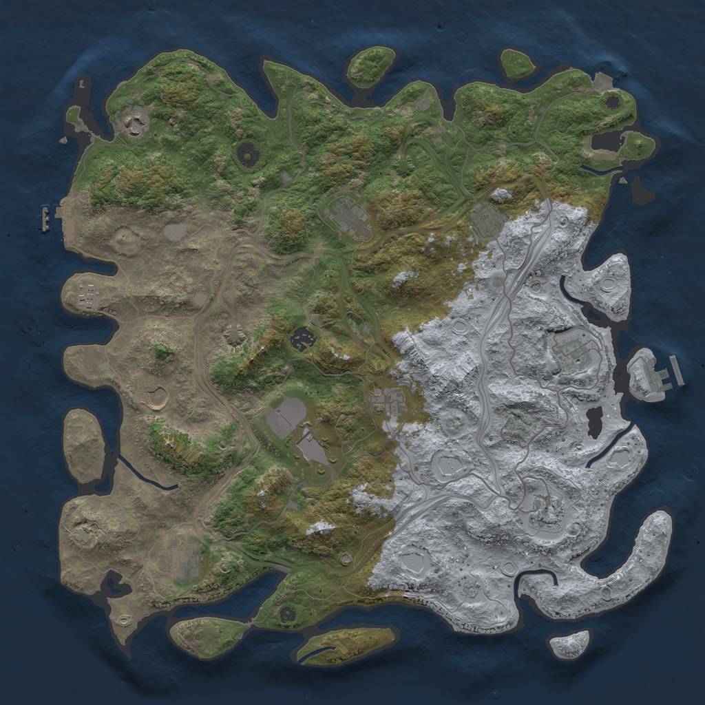 Rust Map: Procedural Map, Size: 4500, Seed: 1999215899, 19 Monuments