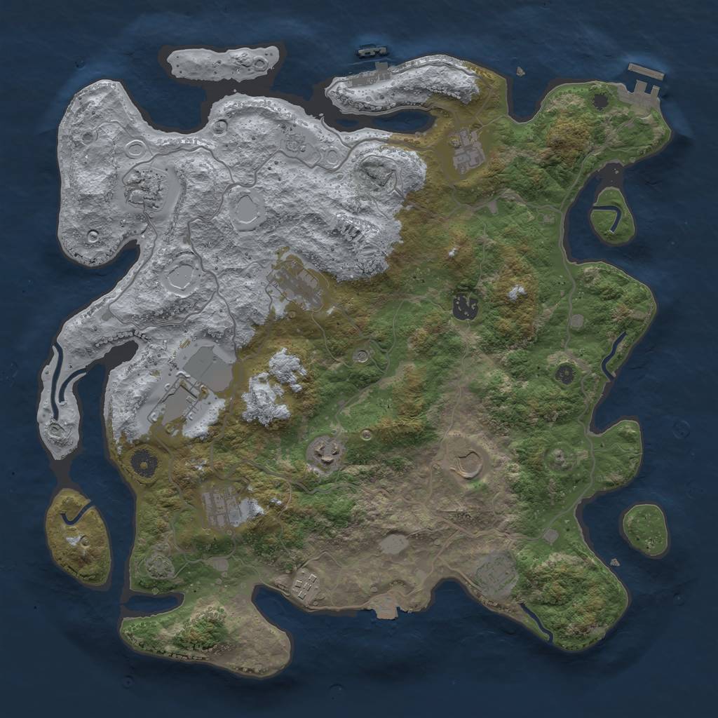 Rust Map: Procedural Map, Size: 4000, Seed: 47811124, 18 Monuments
