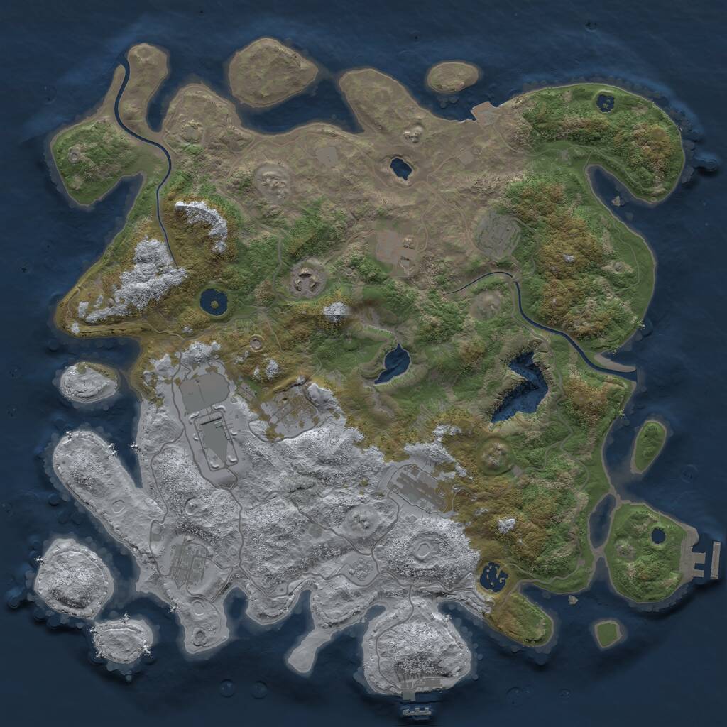Rust Map: Procedural Map, Size: 4000, Seed: 84651551, 13 Monuments