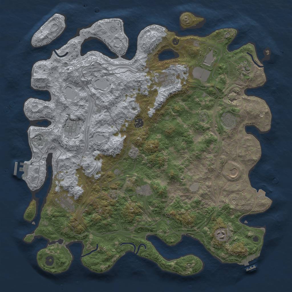 Rust Map: Procedural Map, Size: 4500, Seed: 1752005480, 19 Monuments