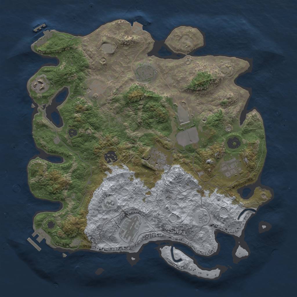 Rust Map: Procedural Map, Size: 3500, Seed: 332400295, 16 Monuments