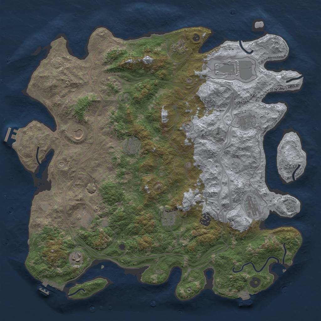 Rust Map: Procedural Map, Size: 4500, Seed: 1123183689, 19 Monuments