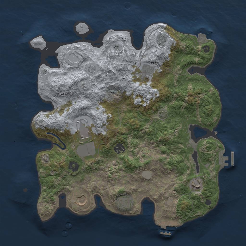 Rust Map: Procedural Map, Size: 3500, Seed: 640580680, 15 Monuments