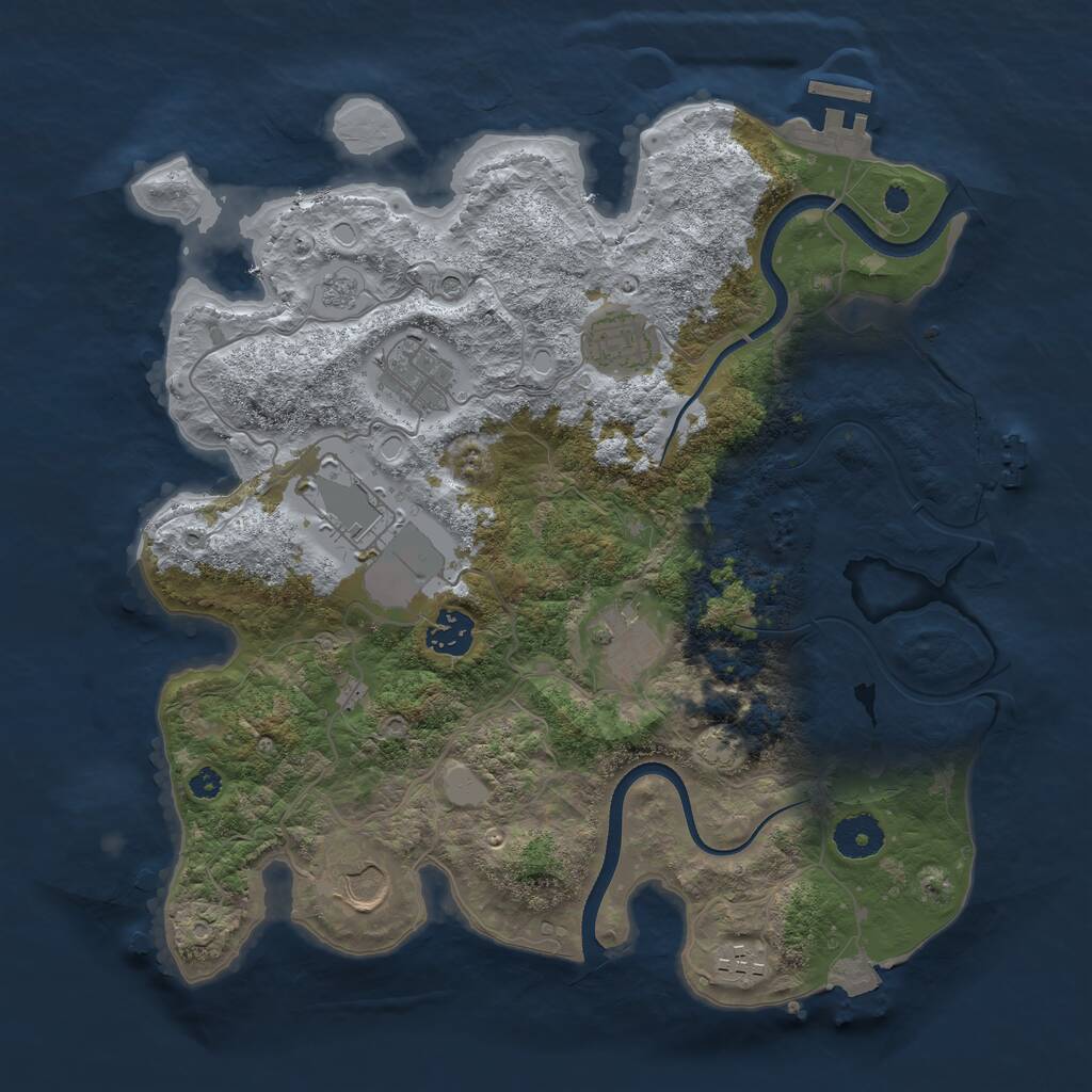 Rust Map: Procedural Map, Size: 3500, Seed: 640580680, 13 Monuments