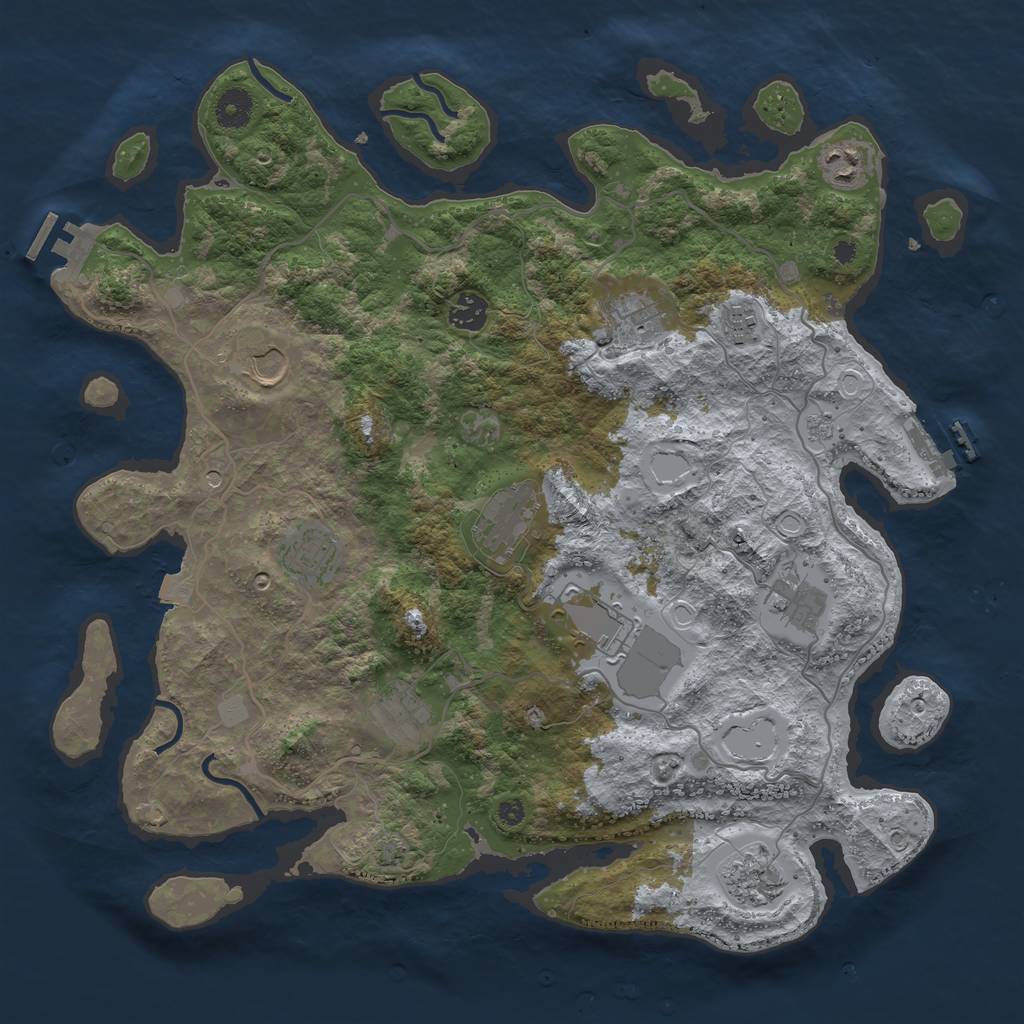 Rust Map: Procedural Map, Size: 4000, Seed: 588947685, 19 Monuments