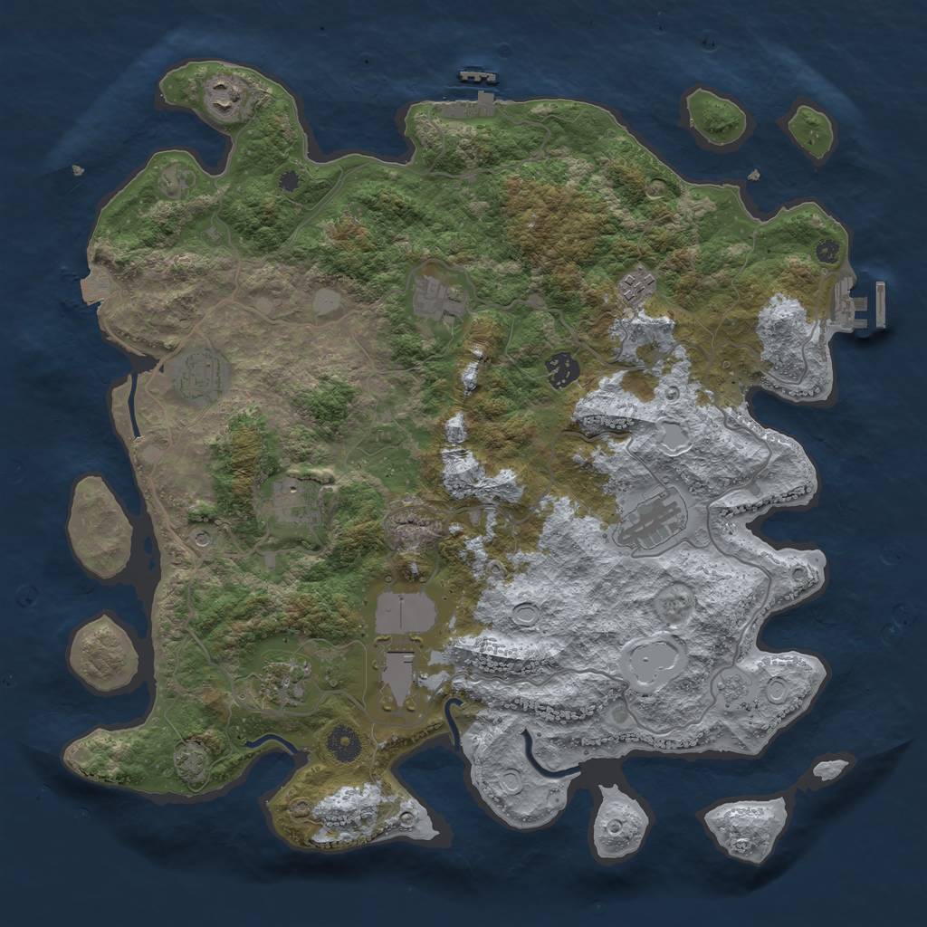 Rust Map: Procedural Map, Size: 4000, Seed: 1525954239, 17 Monuments