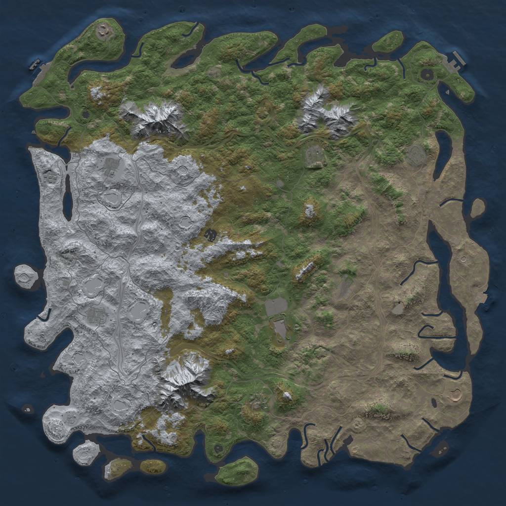 Rust Map: Procedural Map, Size: 6000, Seed: 1079155075, 19 Monuments