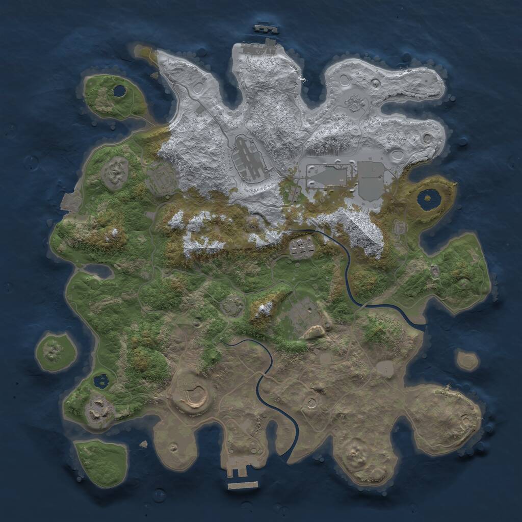 Rust Map: Procedural Map, Size: 3500, Seed: 411488522, 13 Monuments