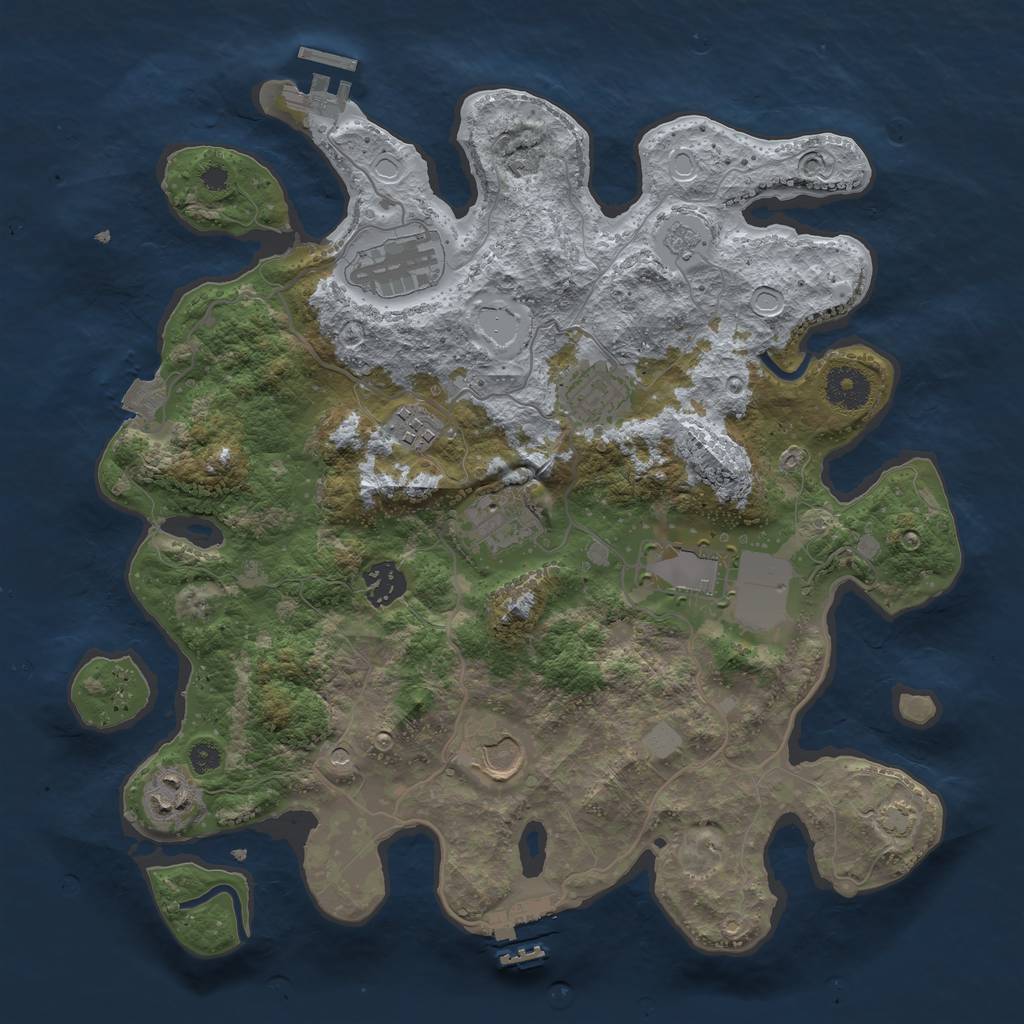 Rust Map: Procedural Map, Size: 3500, Seed: 411488522, 16 Monuments