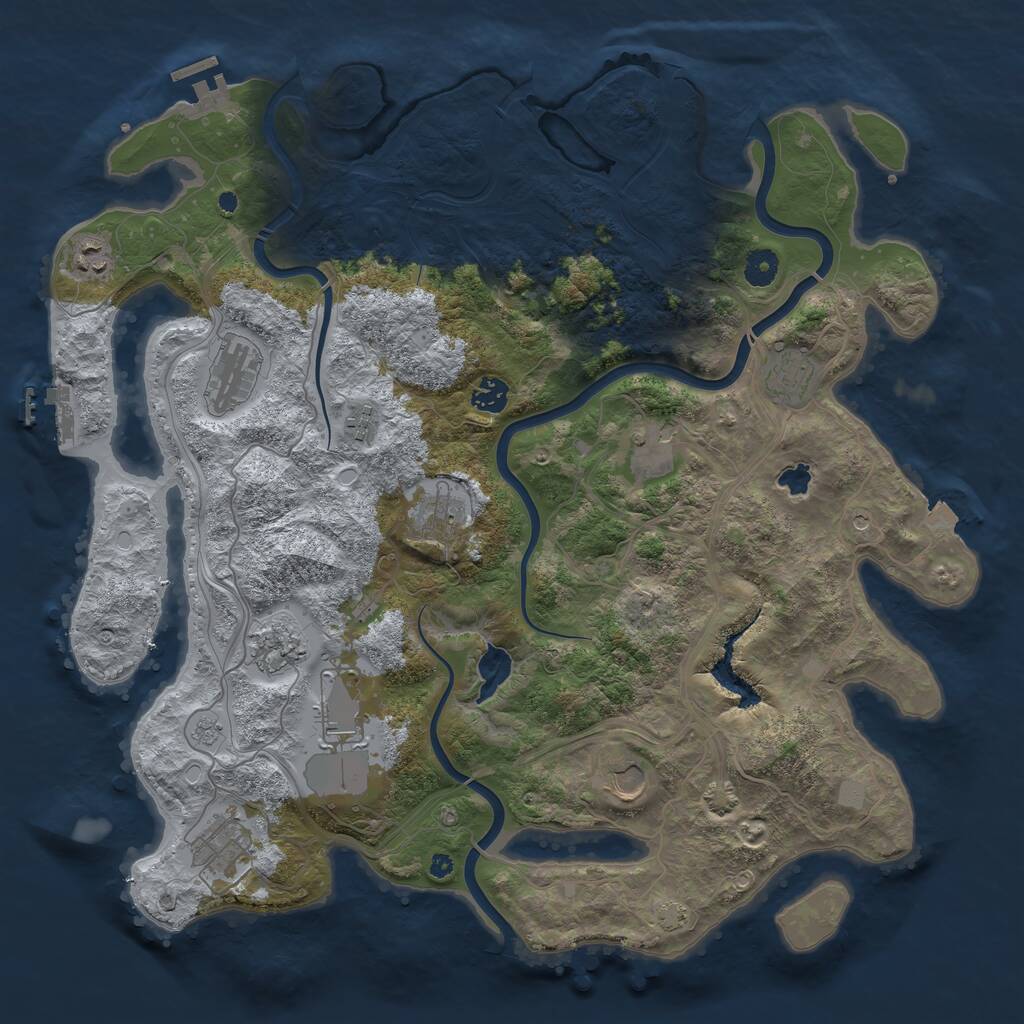 Rust Map: Procedural Map, Size: 4250, Seed: 1825803715, 17 Monuments