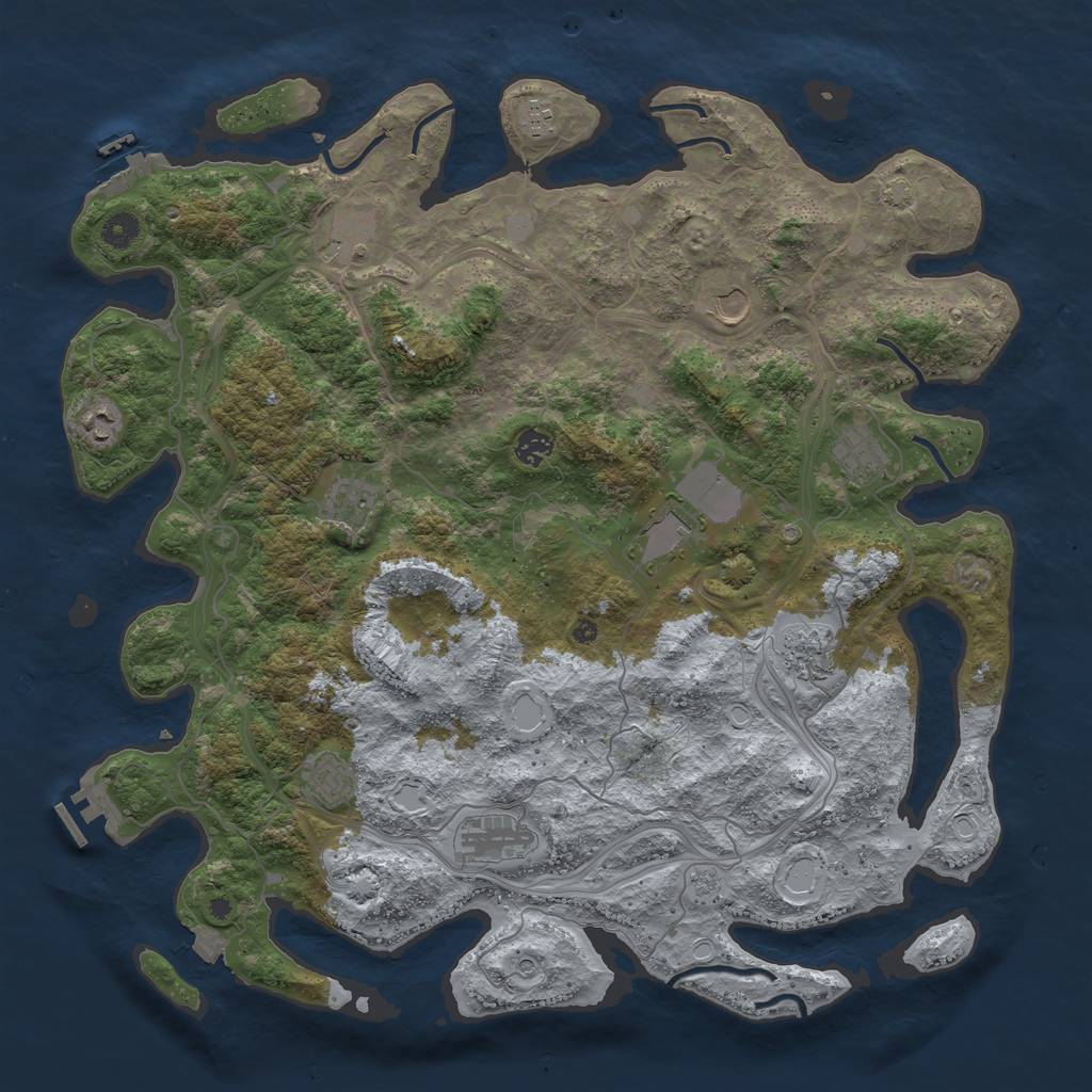 Rust Map: Procedural Map, Size: 4500, Seed: 154398190, 19 Monuments