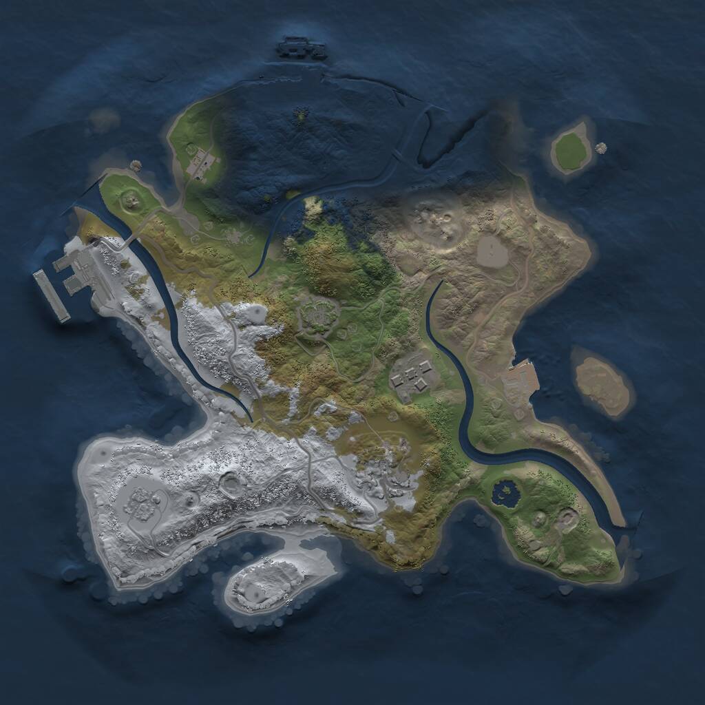 Rust Map: Procedural Map, Size: 2500, Seed: 15955, 7 Monuments