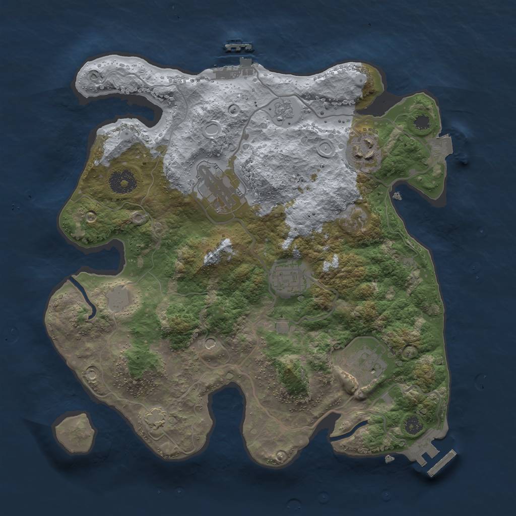 Rust Map: Procedural Map, Size: 3000, Seed: 1897374190, 12 Monuments