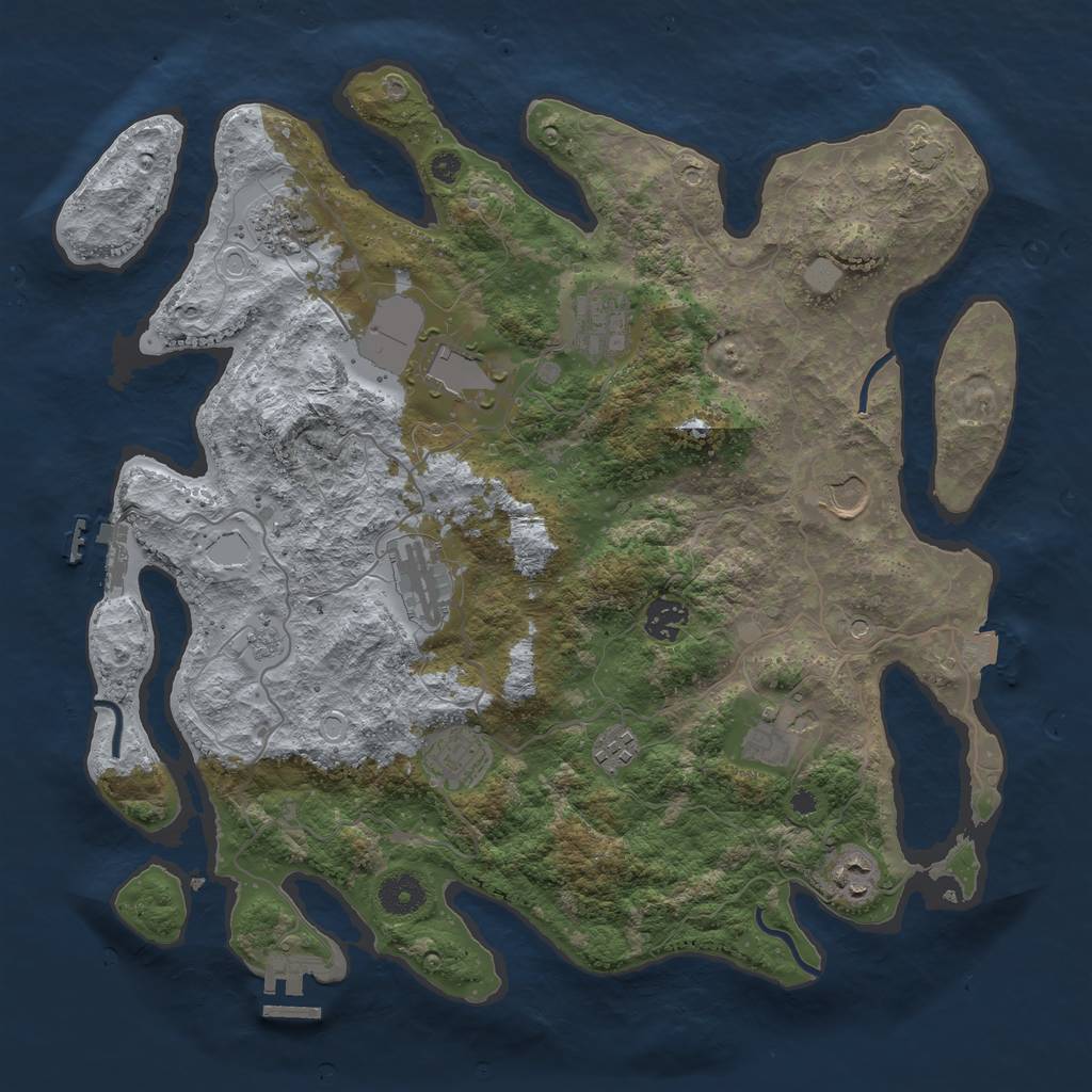 Rust Map: Procedural Map, Size: 3800, Seed: 1344922436, 18 Monuments