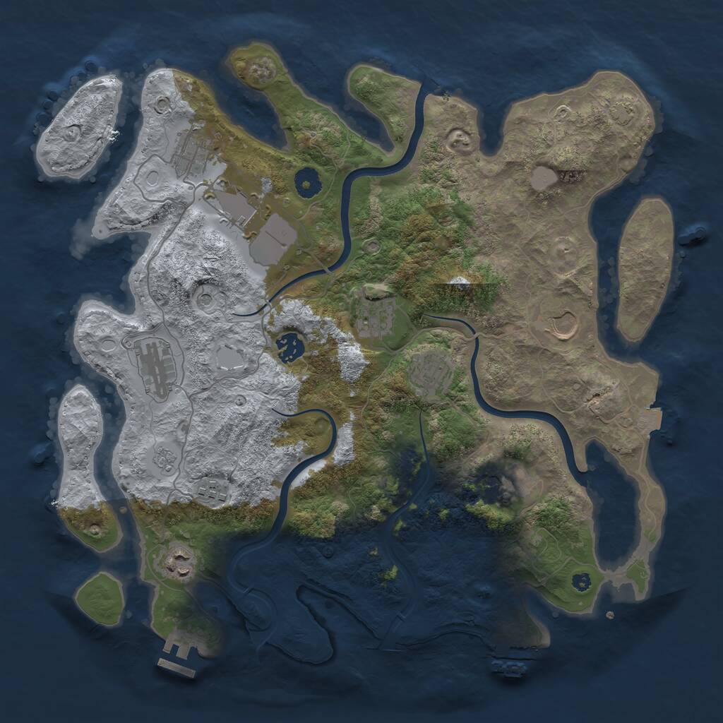 Rust Map: Procedural Map, Size: 3800, Seed: 1344922436, 16 Monuments