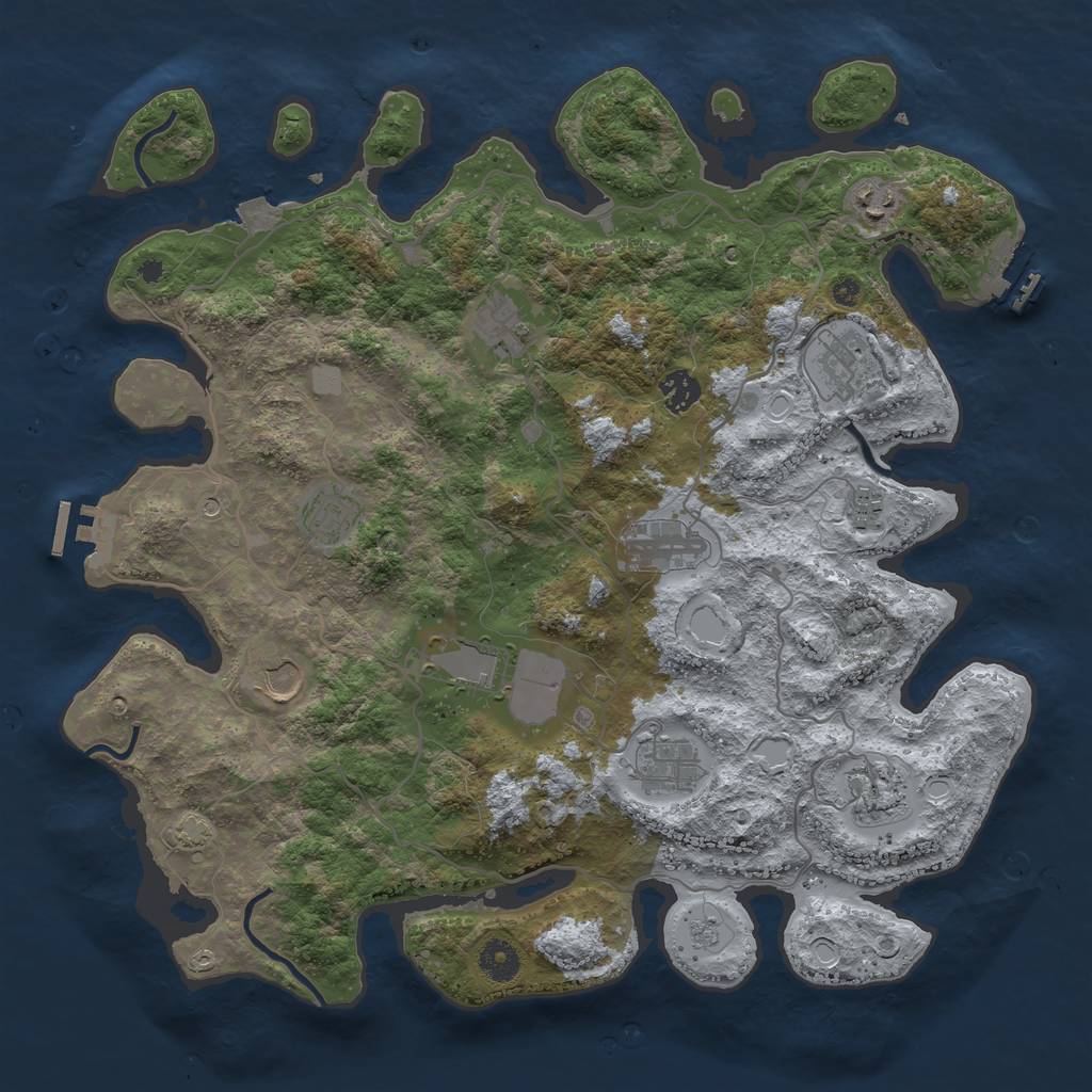 Rust Map: Procedural Map, Size: 4000, Seed: 2097977279, 19 Monuments