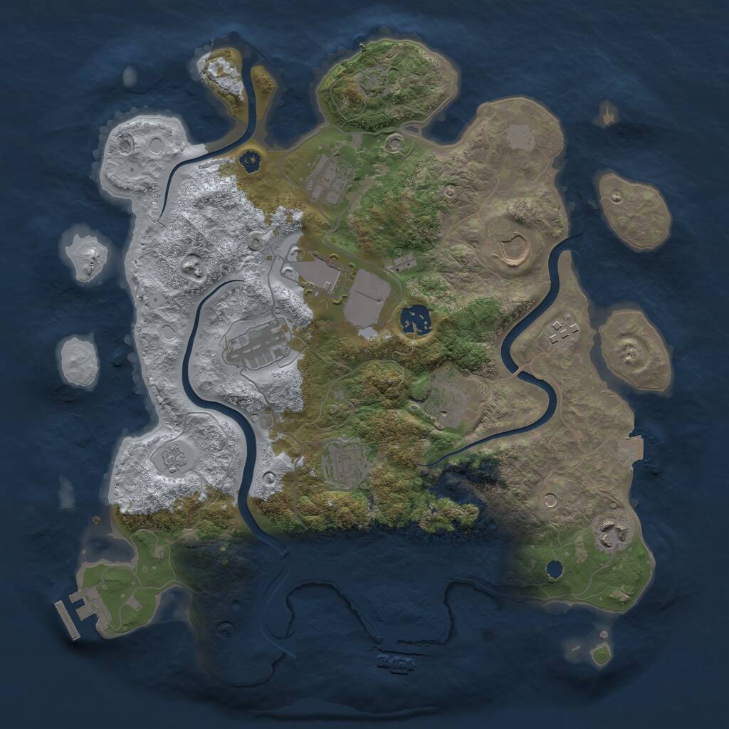 Rust Map: Procedural Map, Size: 3500, Seed: 437655943, 15 Monuments