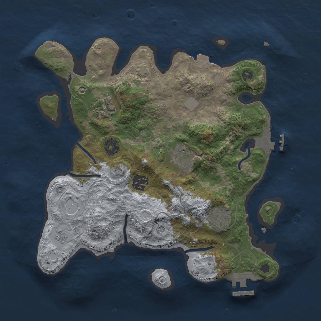 Rust Map: Procedural Map, Size: 3000, Seed: 6045381, 12 Monuments