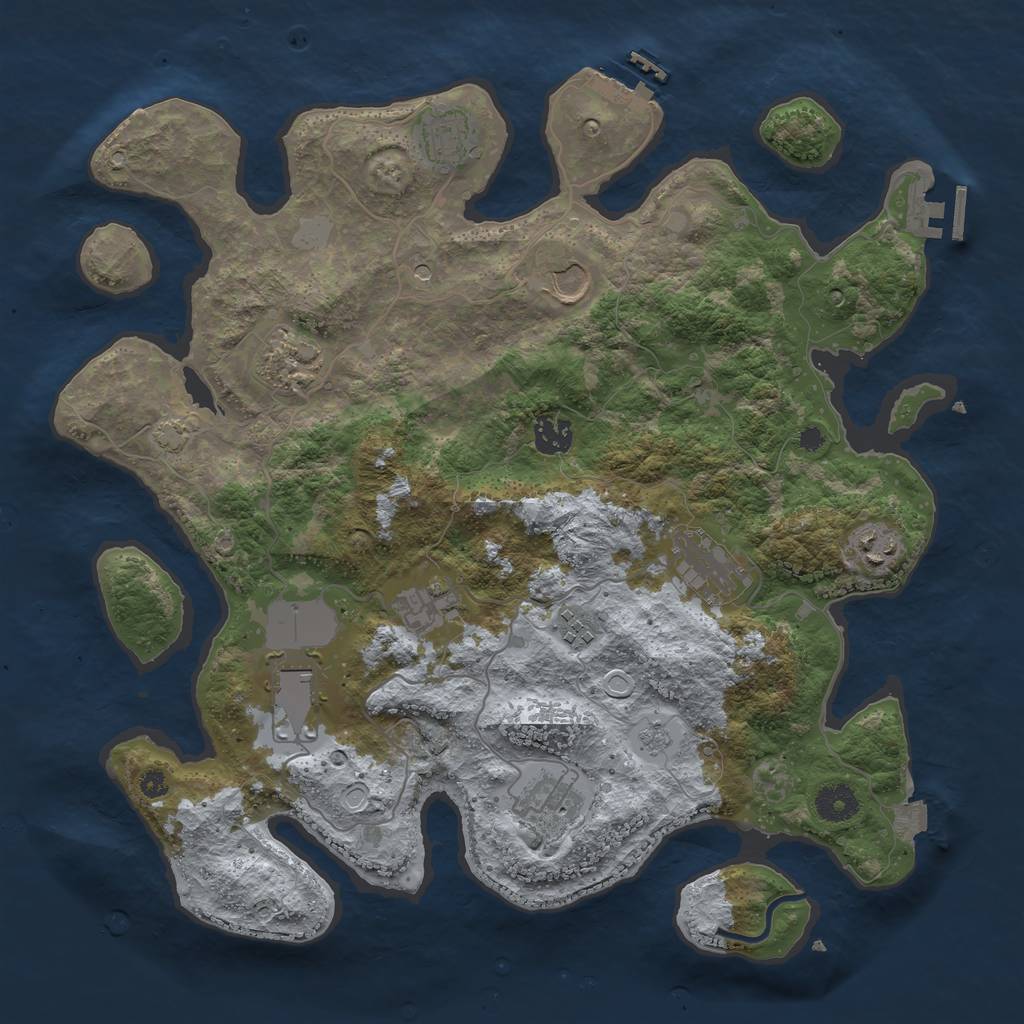 Rust Map: Procedural Map, Size: 3800, Seed: 27184170, 18 Monuments