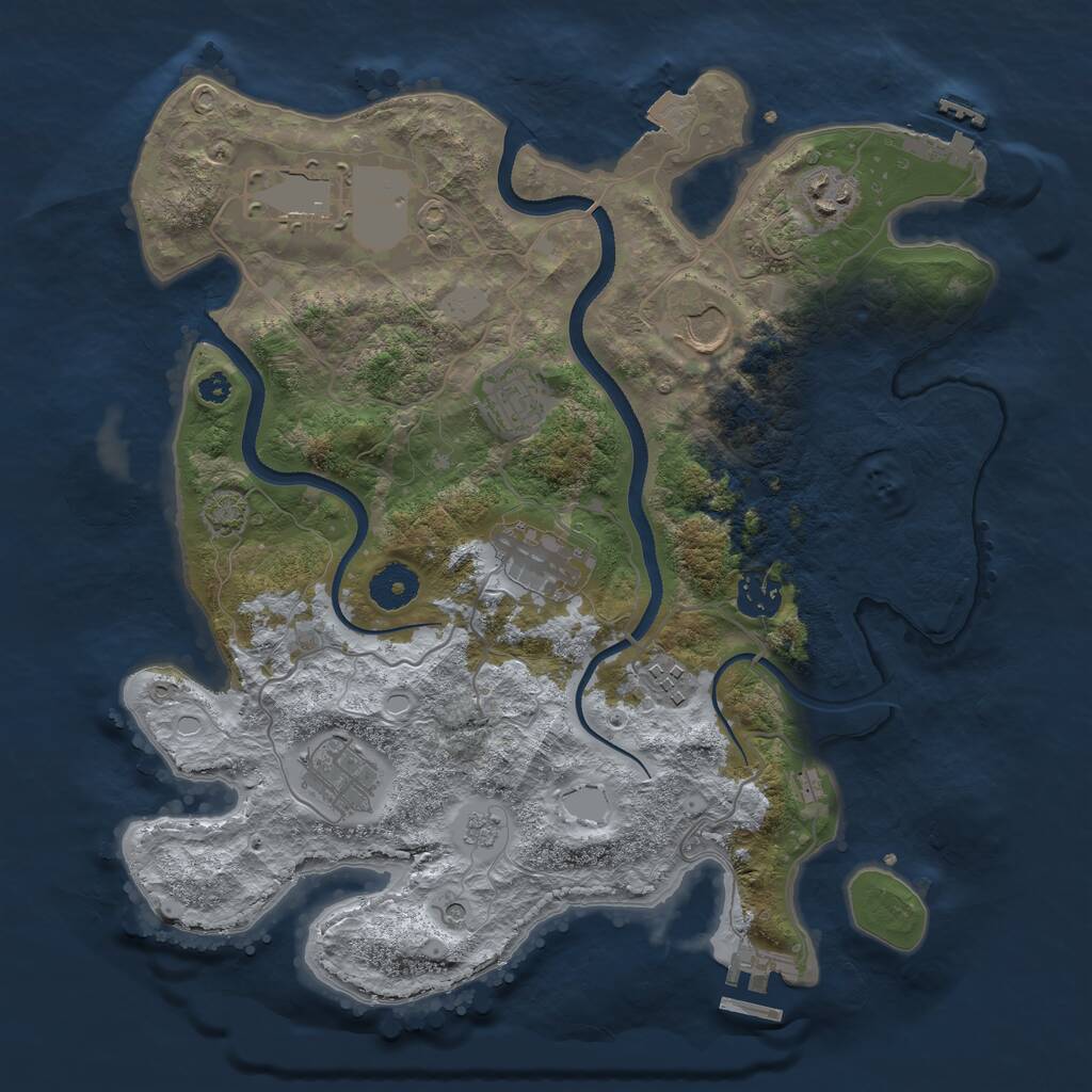 Rust Map: Procedural Map, Size: 3500, Seed: 251436, 14 Monuments