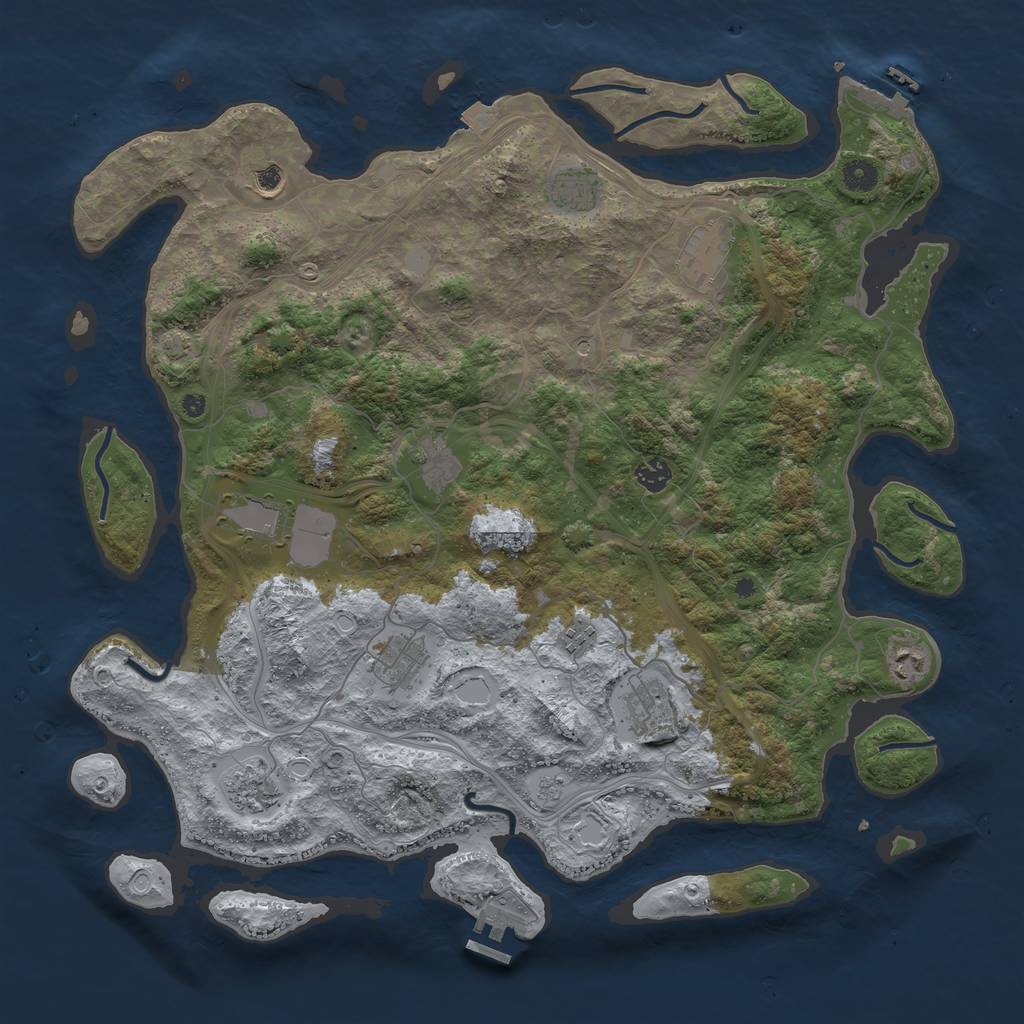 Rust Map: Procedural Map, Size: 4500, Seed: 837333775, 19 Monuments