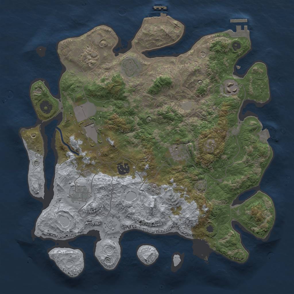 Rust Map: Procedural Map, Size: 3500, Seed: 756550663, 16 Monuments