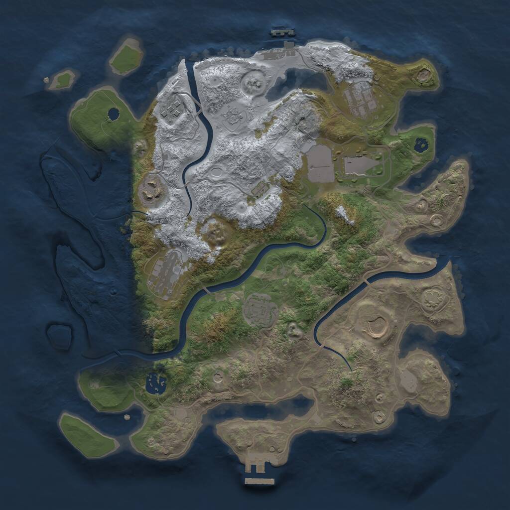 Rust Map: Procedural Map, Size: 3500, Seed: 312800643, 14 Monuments