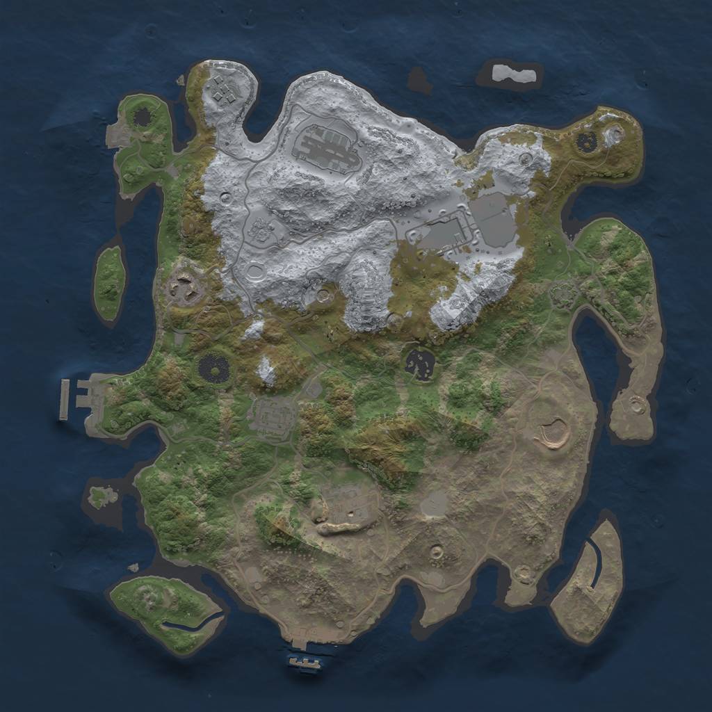 Rust Map: Procedural Map, Size: 3500, Seed: 1428971764, 16 Monuments