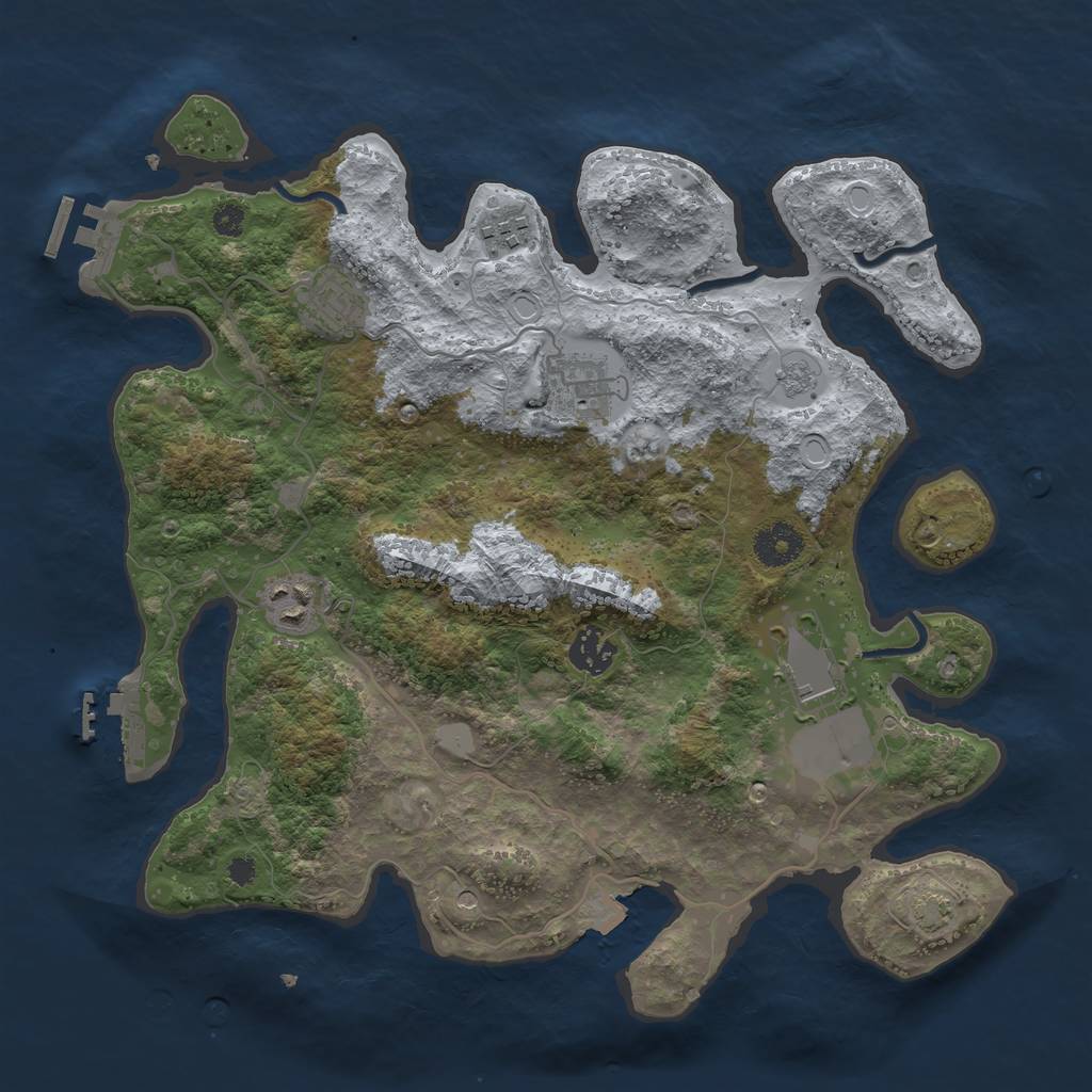 Rust Map: Procedural Map, Size: 3500, Seed: 418592780, 14 Monuments