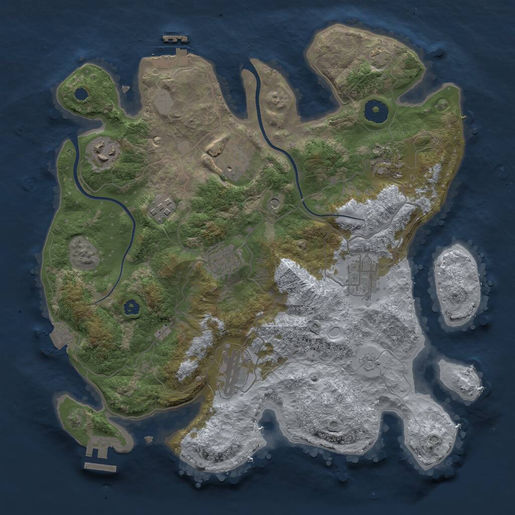 Rust Map: Procedural Map, Size: 3250, Seed: 696921514, 13 Monuments