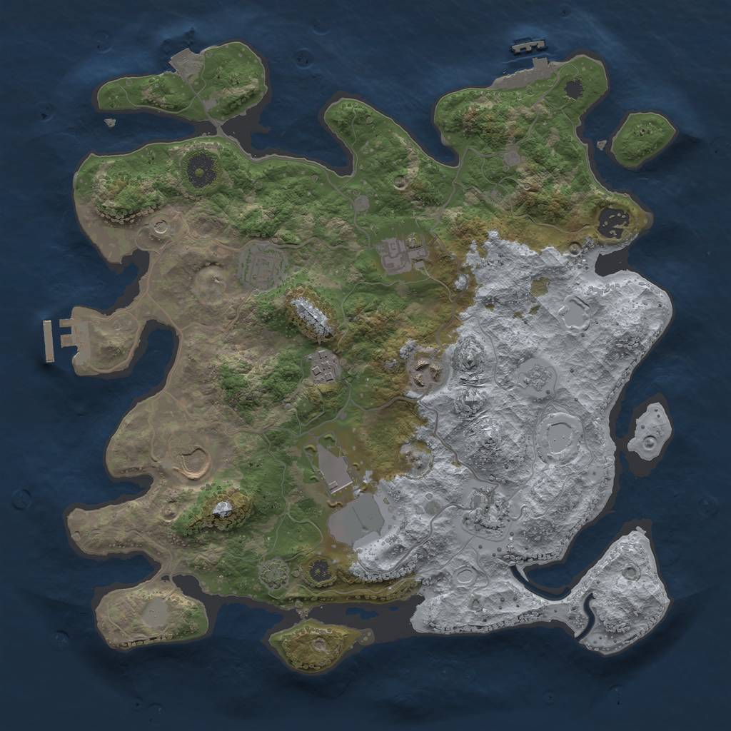 Rust Map: Procedural Map, Size: 3500, Seed: 4654665, 16 Monuments