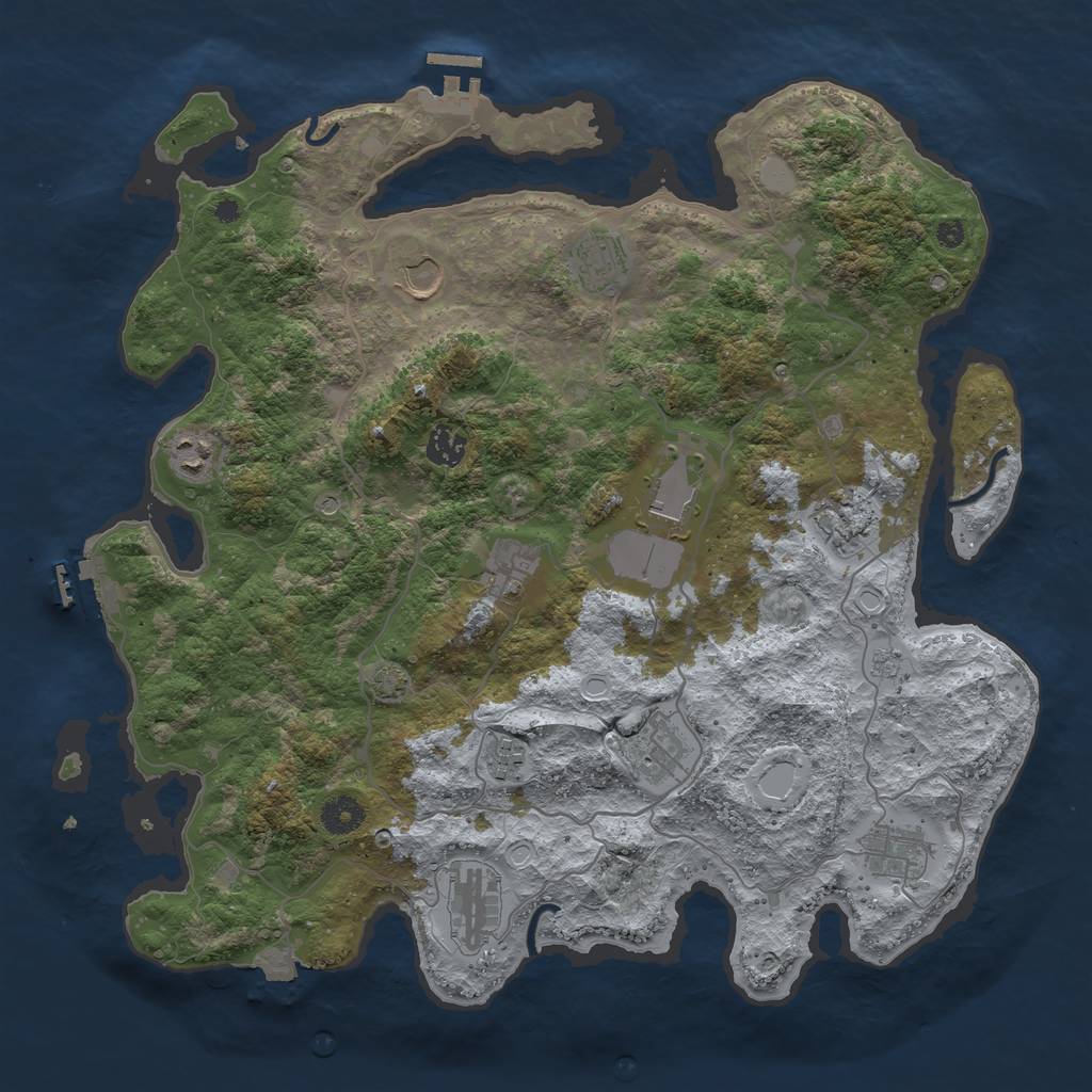 Rust Map: Procedural Map, Size: 4000, Seed: 1835252701, 19 Monuments