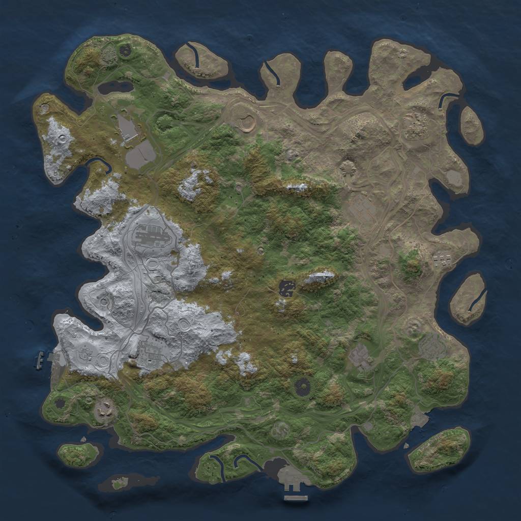 Rust Map: Procedural Map, Size: 4500, Seed: 272296280, 19 Monuments