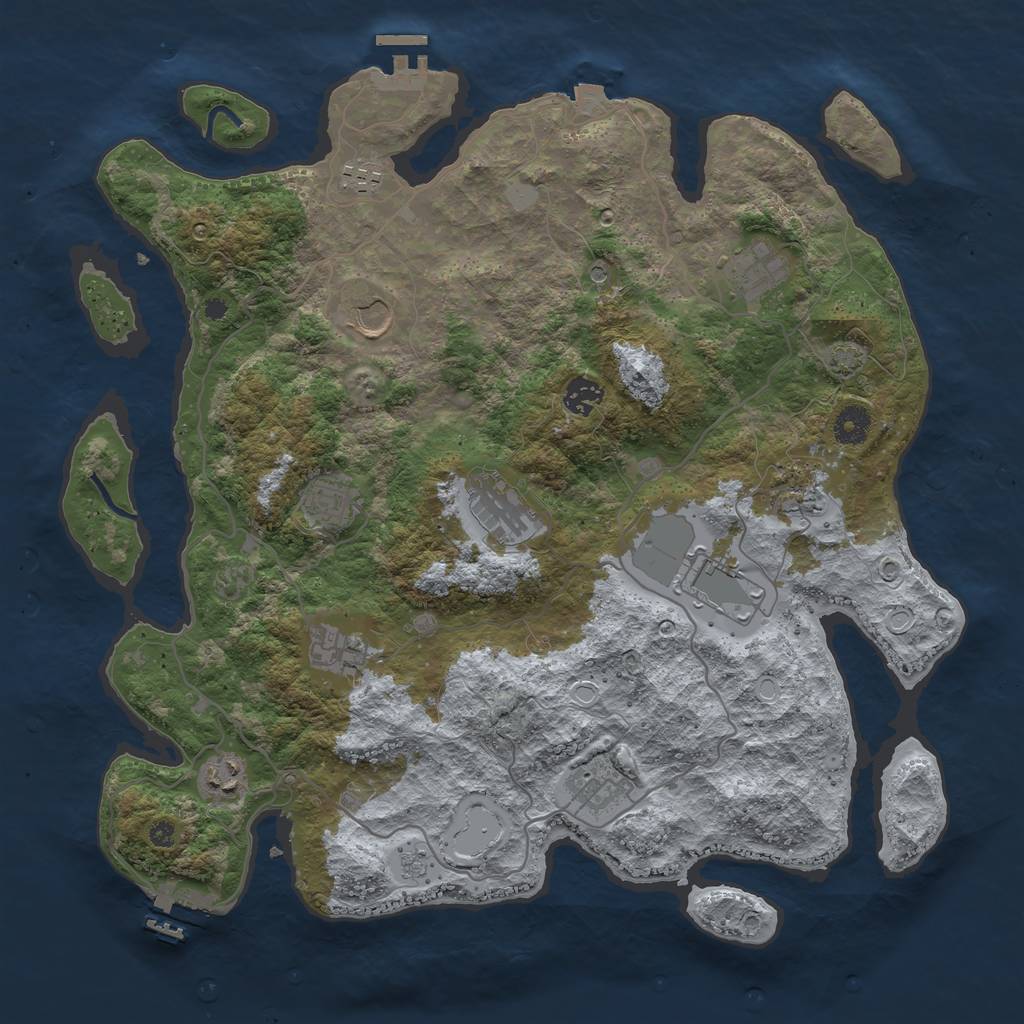 Rust Map: Procedural Map, Size: 4000, Seed: 521685099, 19 Monuments