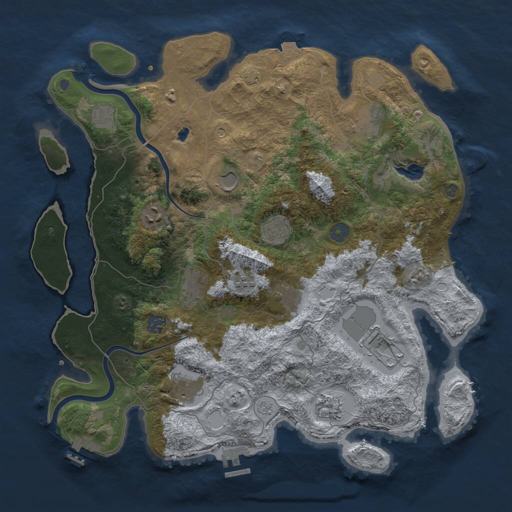 Rust Map: Procedural Map, Size: 4000, Seed: 521685099, 19 Monuments